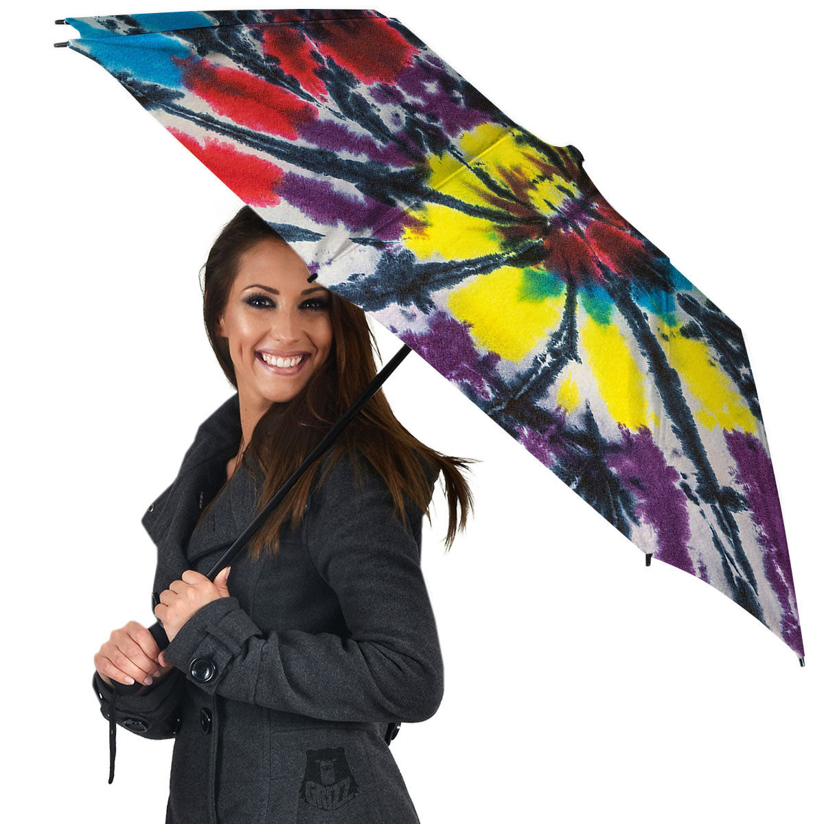 Spider Tie Dye Blue And Red Print Umbrella-grizzshop