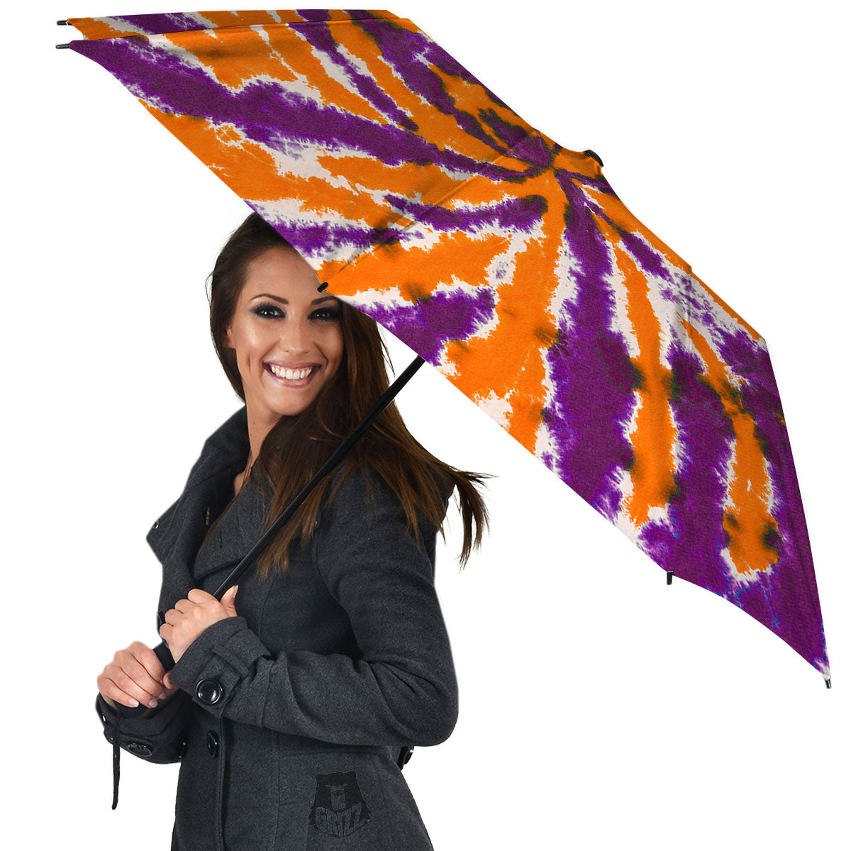 Spider Tie Dye Orange And Purple Print Umbrella-grizzshop