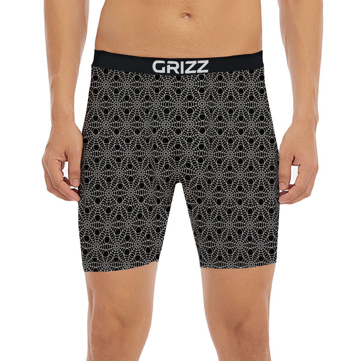Spider Web Black Print Pattern Boxer Briefs-grizzshop