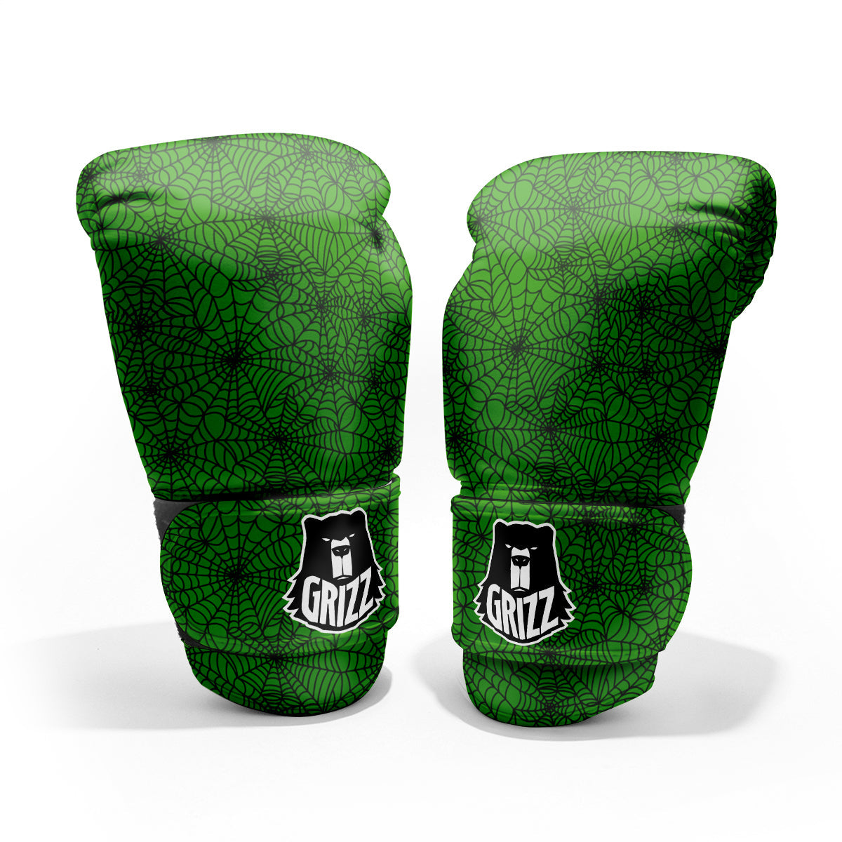 Spider Web Green And Black Print Pattern Pro Boxing Glove