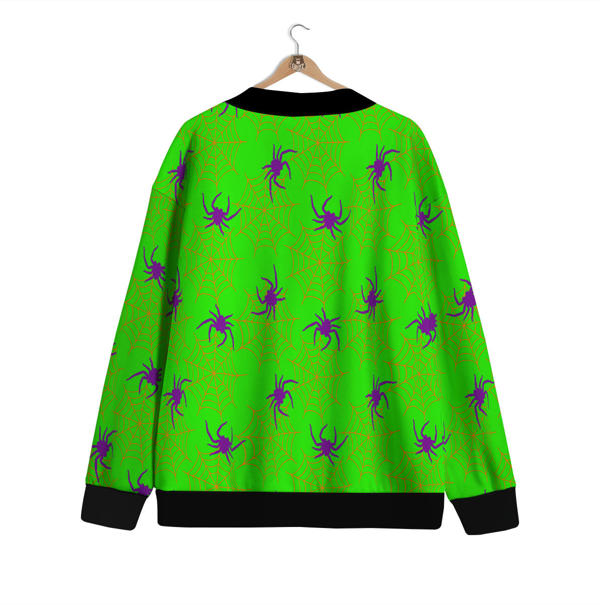 Spider Web Green And Purple Print Pattern Cardigan-grizzshop