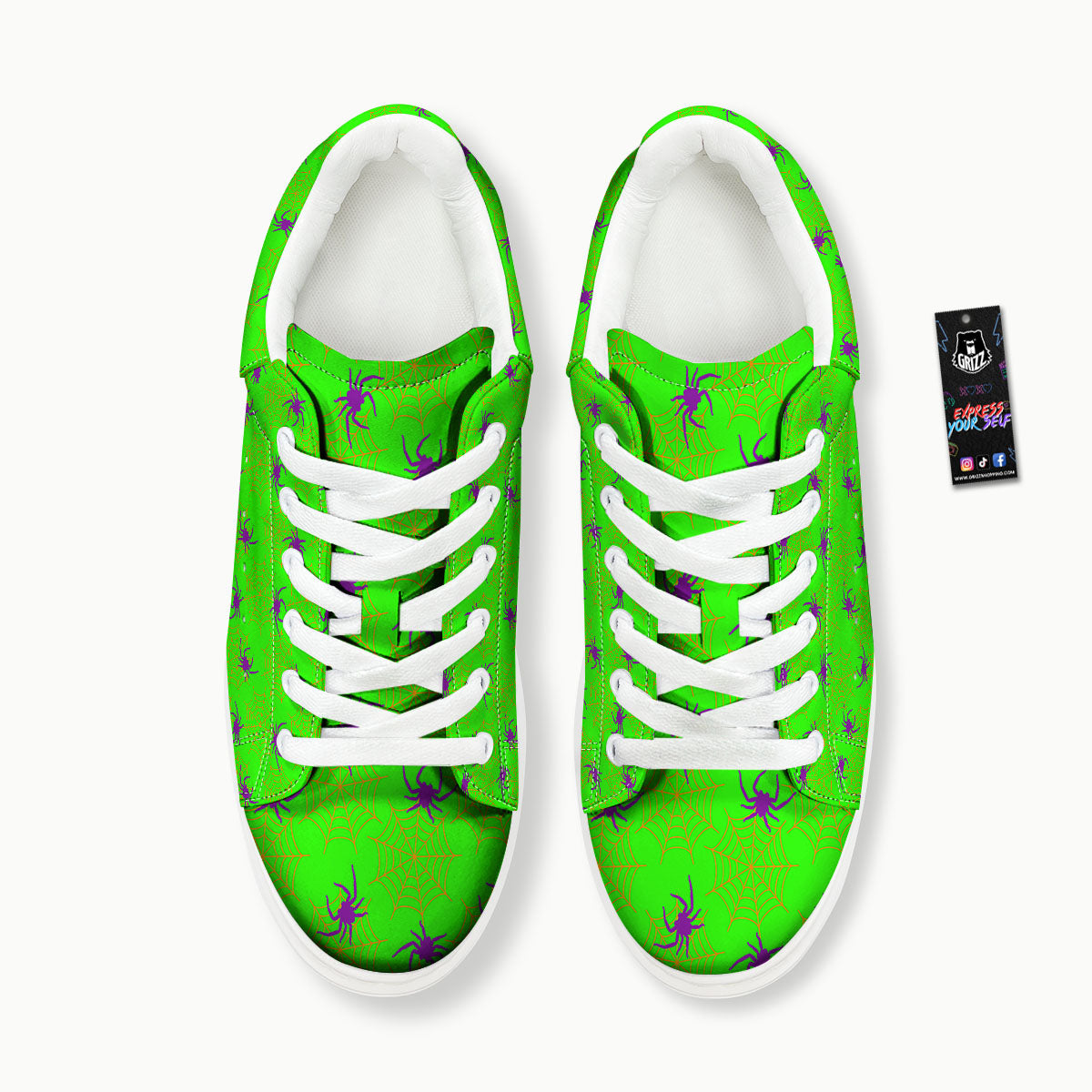 Spider Web Green And Purple Print Pattern Platform Shoes-grizzshop