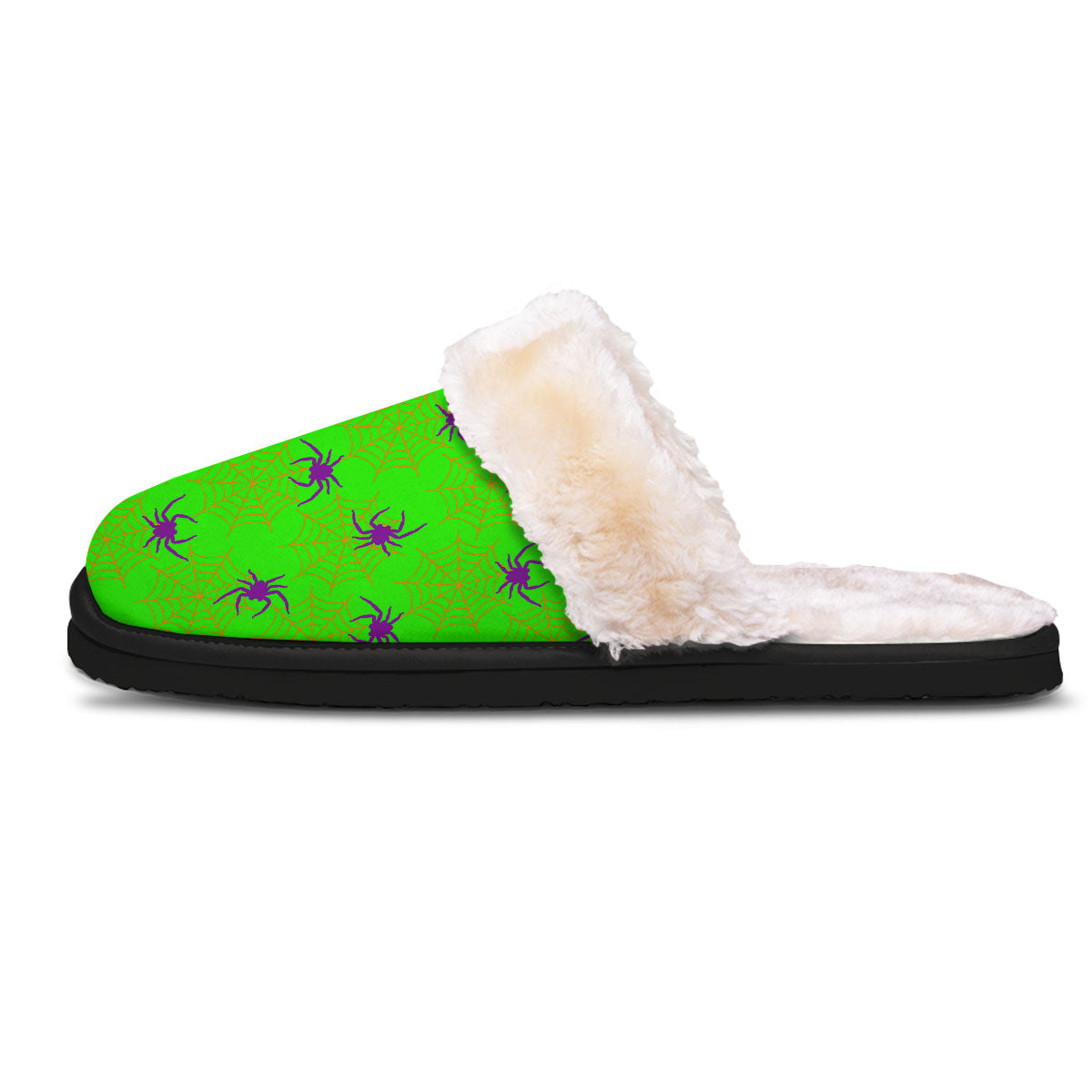 Spider Web Green And Purple Print Pattern Slippers-grizzshop