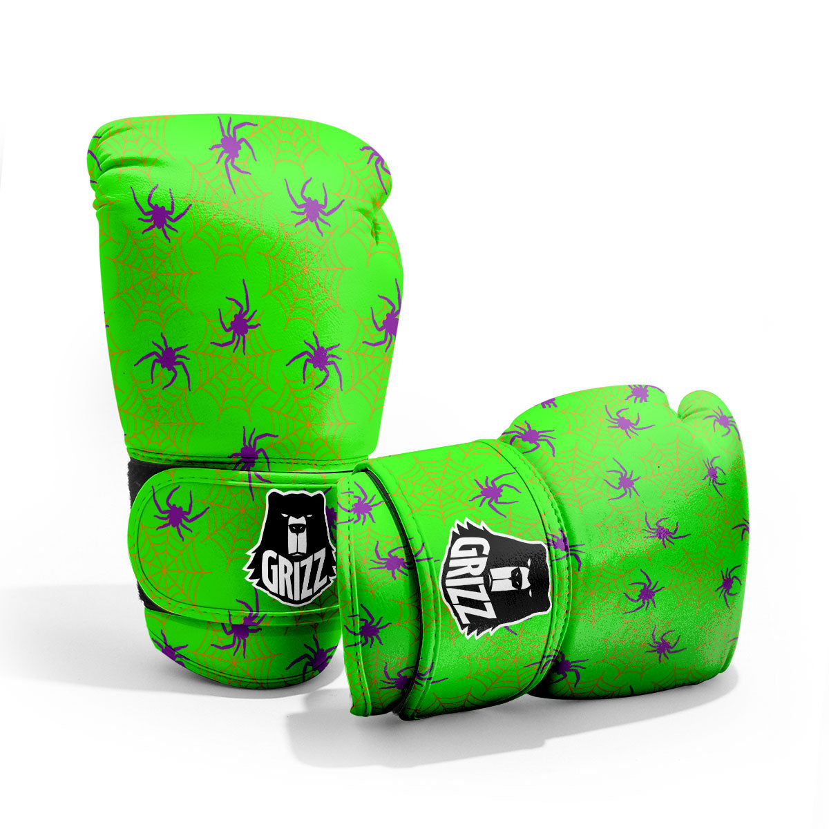Spider Web Green And Purple Print Pattern Pro Boxing Glove