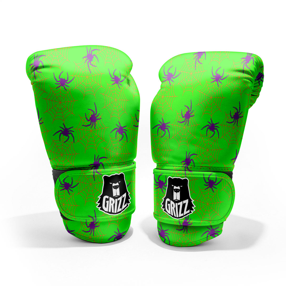 Spider Web Green And Purple Print Pattern Pro Boxing Glove