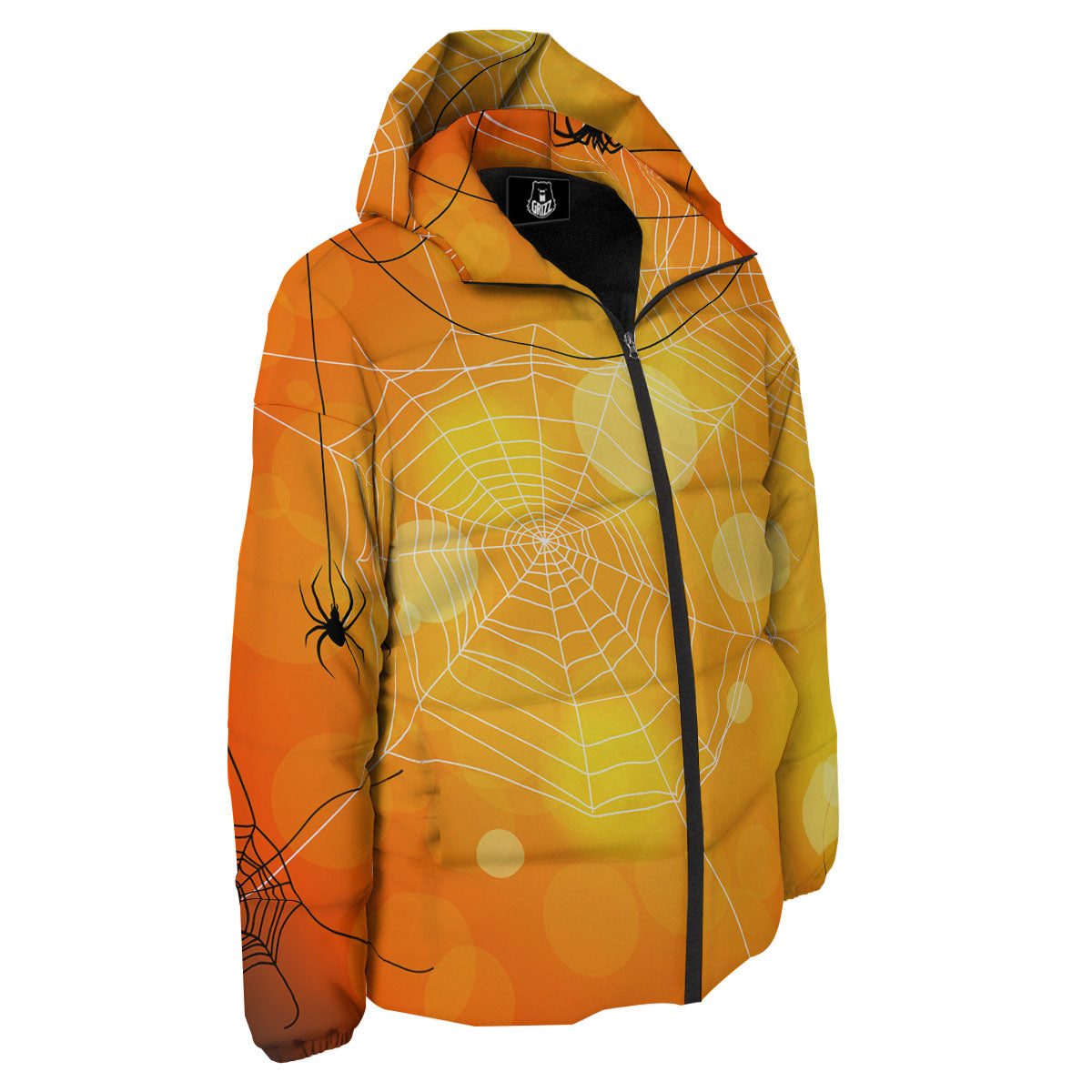 Spider Web Halloween Print Down Jacket-grizzshop