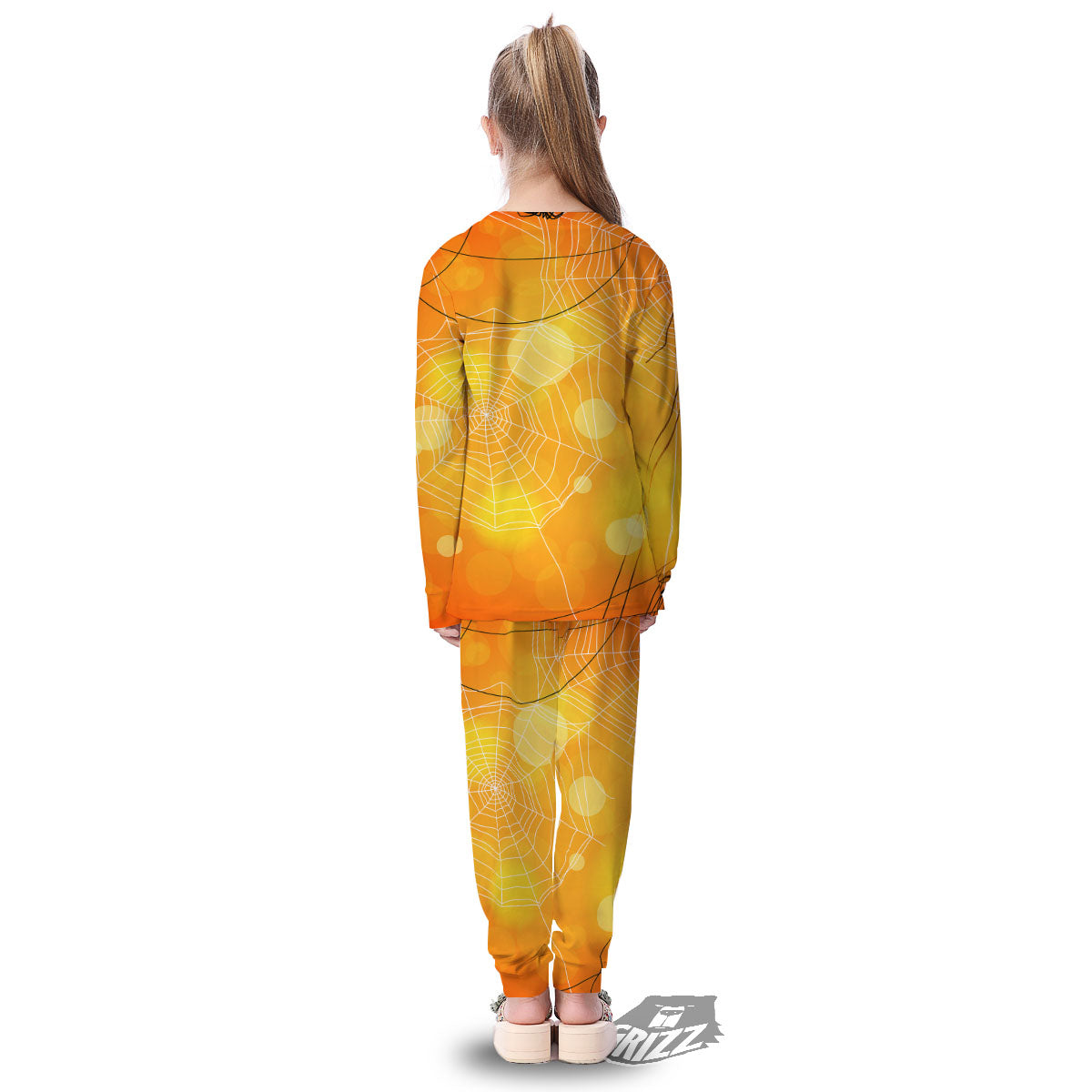 Spider Web Halloween Print Kid's Pajamas-grizzshop