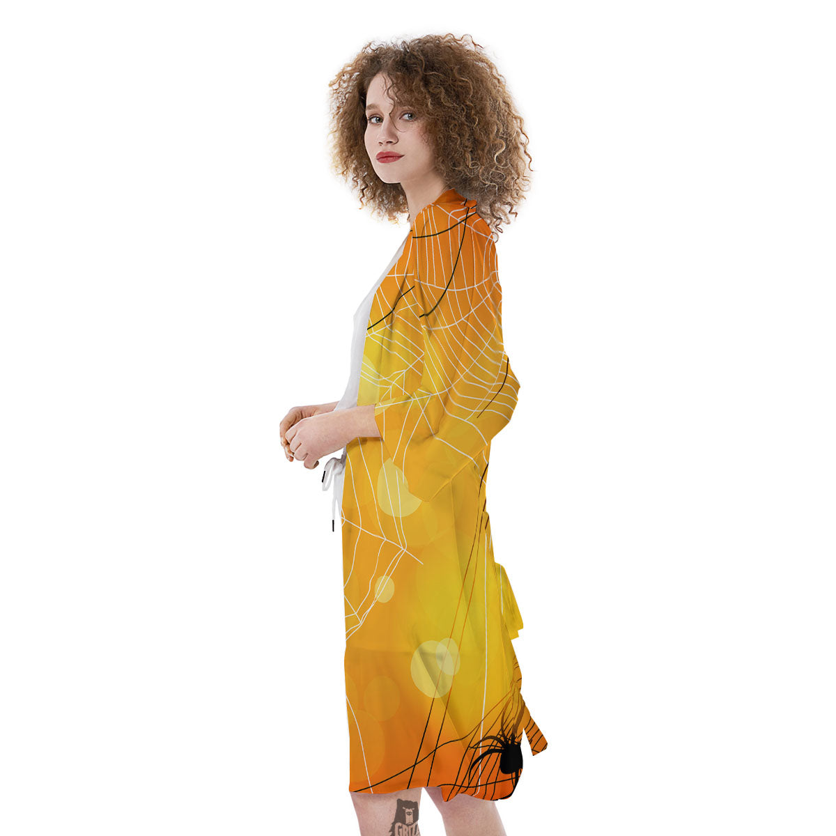 Spider Web Halloween Print Kimono-grizzshop