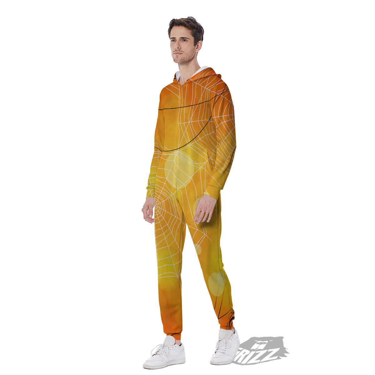 Spider Web Halloween Print Men's Jumpsuit-grizzshop