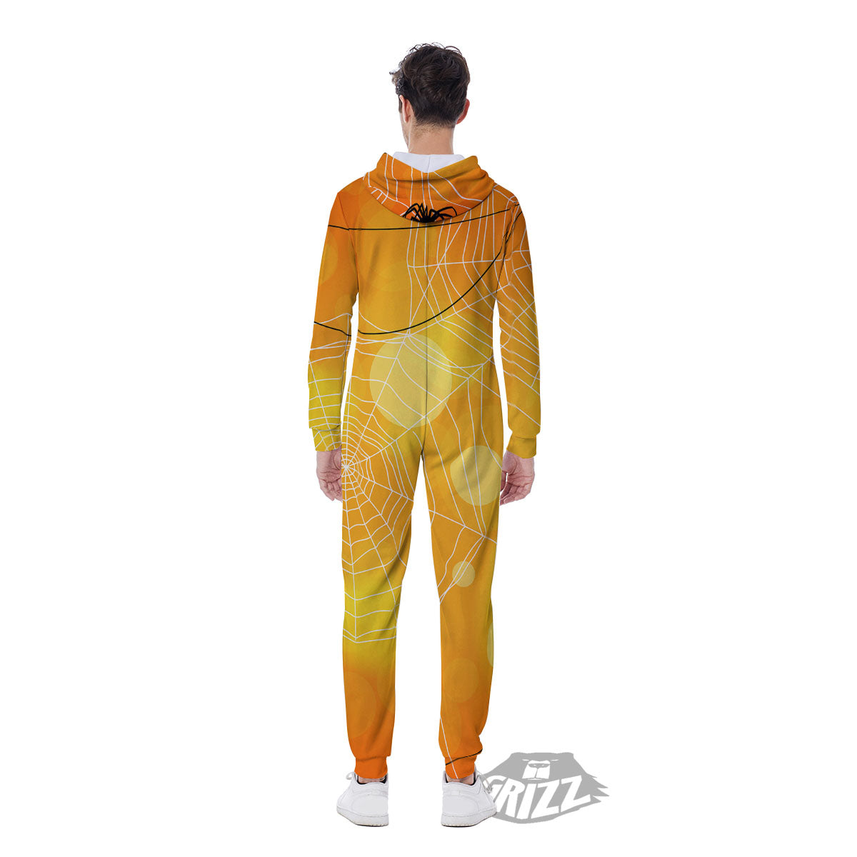 Spider Web Halloween Print Men's Jumpsuit-grizzshop