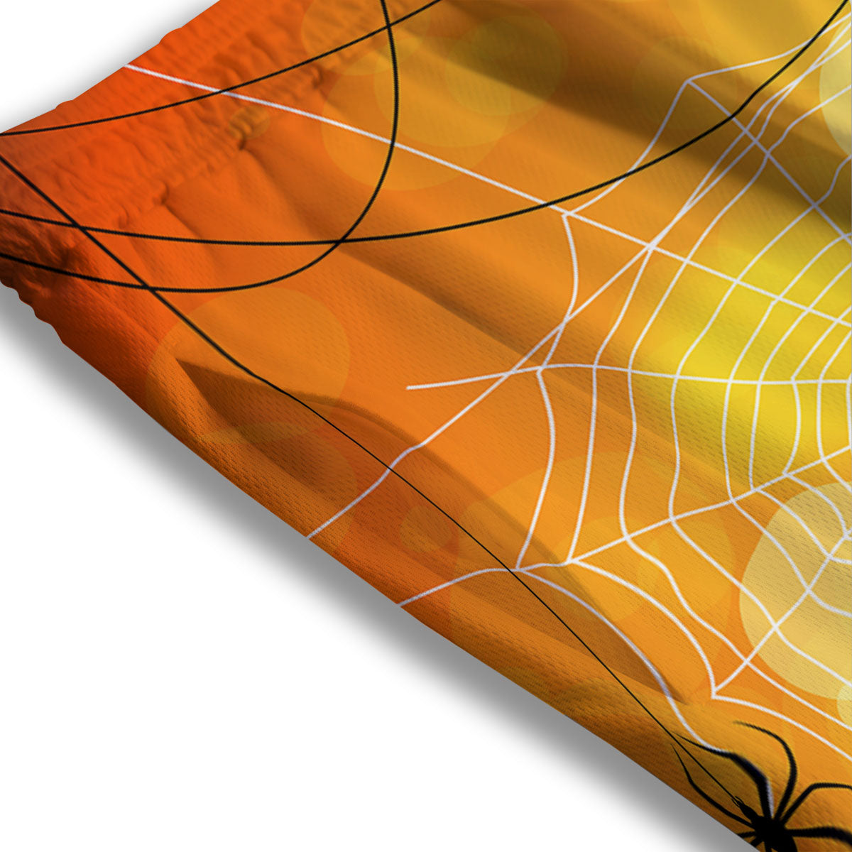 Spider Web Halloween Print Mesh Shorts