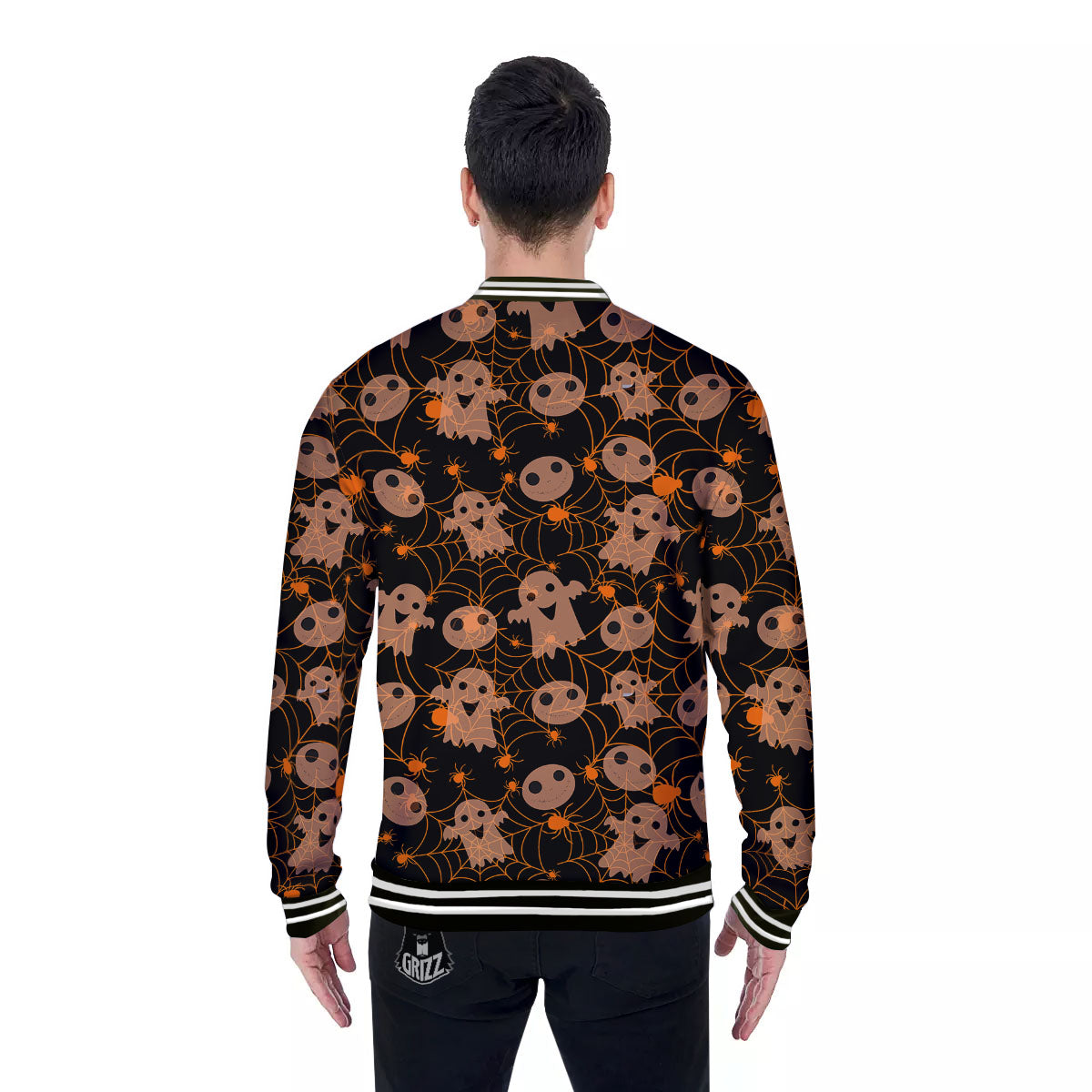 Spider Web Halloween Print Pattern Baseball Jacket-grizzshop