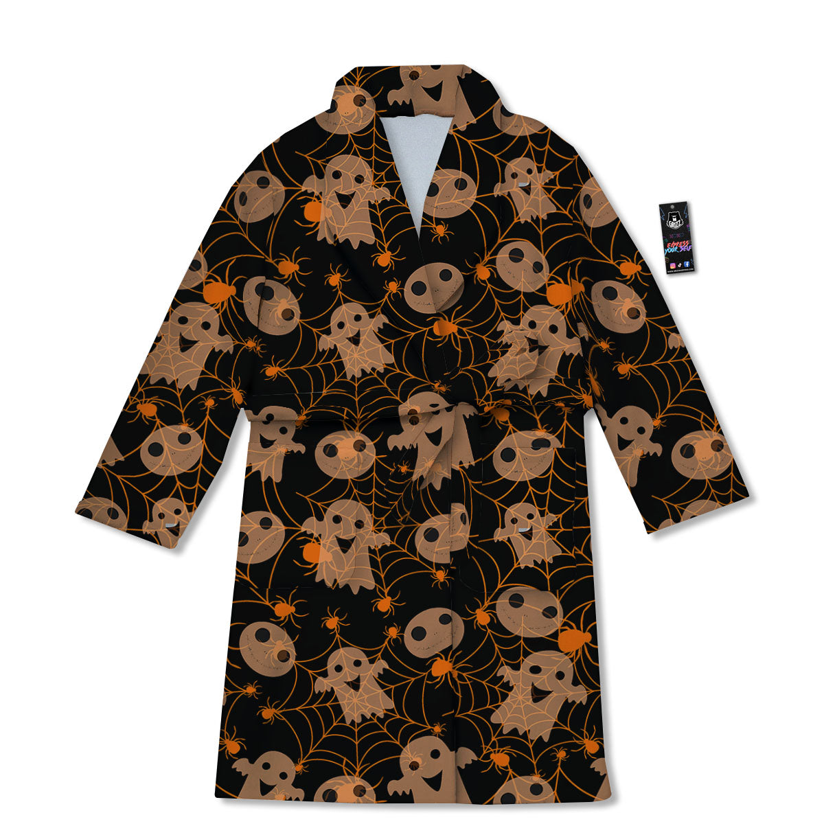 Spider Web Halloween Print Pattern Bathrobe-grizzshop