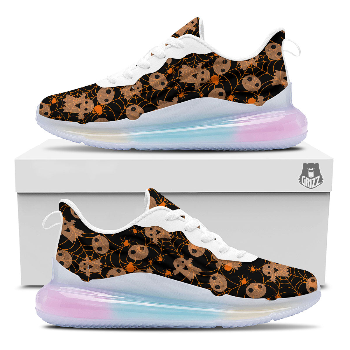 Spider Web Halloween Print Pattern Running Sneakers-grizzshop