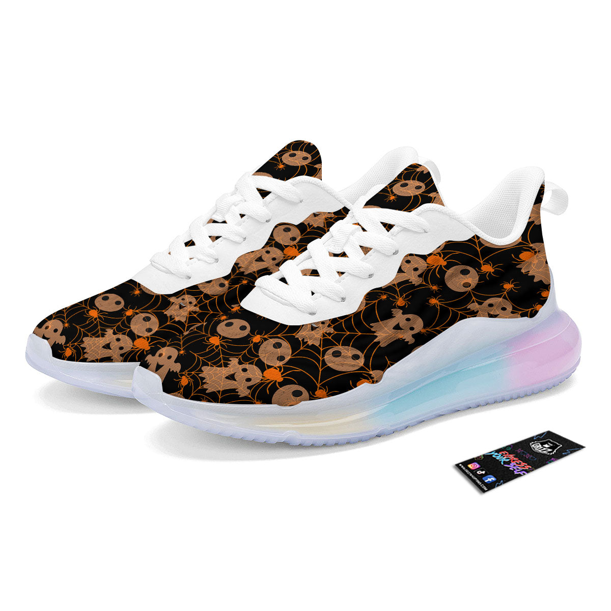 Spider Web Halloween Print Pattern Running Sneakers-grizzshop