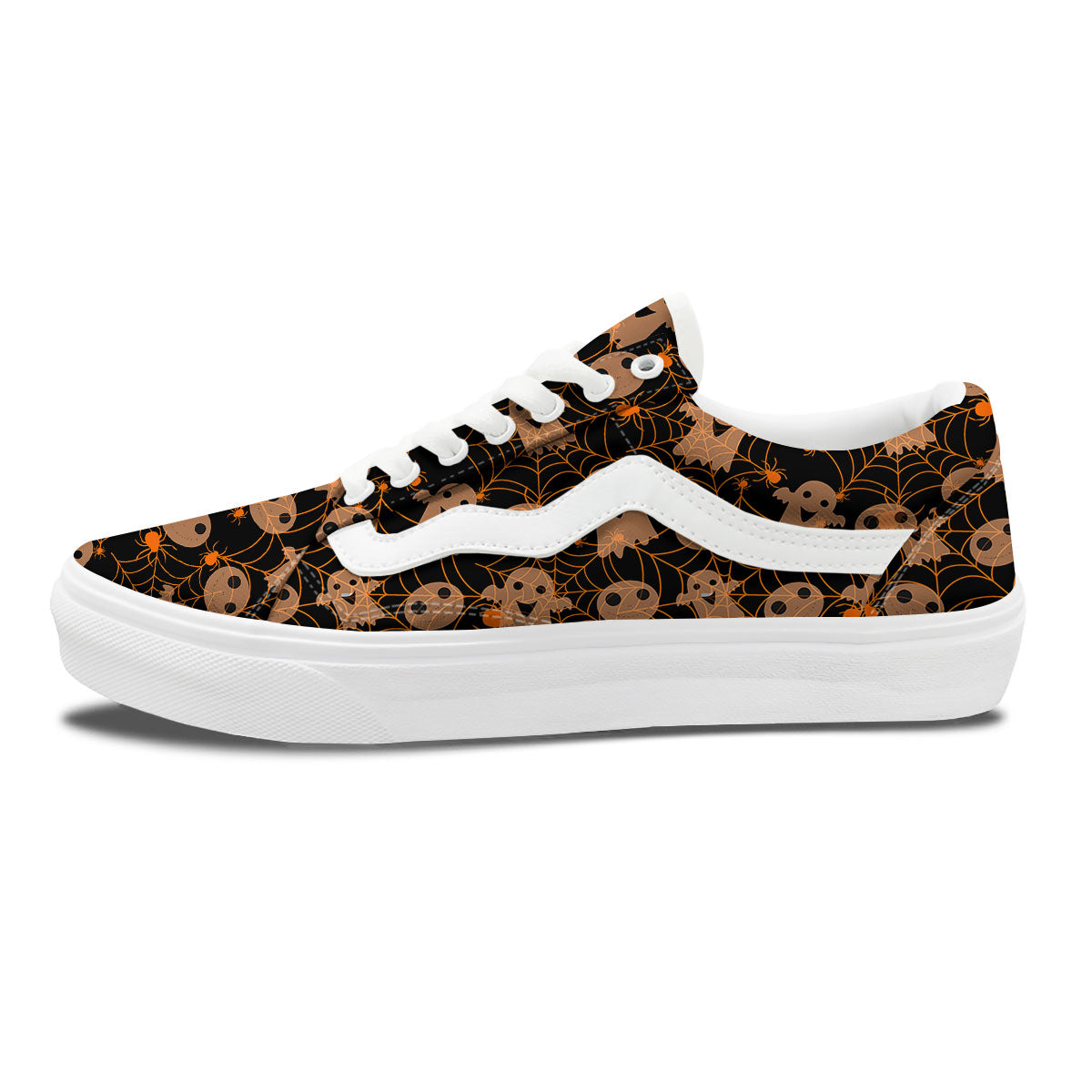 Spider Web Halloween Print Pattern Skate Shoes-grizzshop