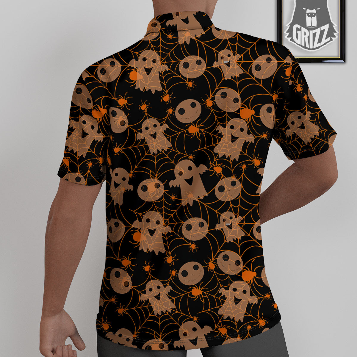 Spider Web Halloween Print Pattern Untucked Shirts-grizzshop