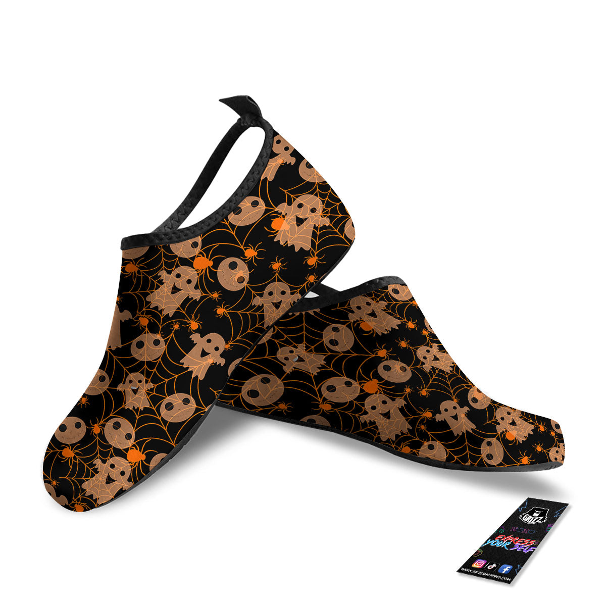 Spider Web Halloween Print Pattern Water Shoes-grizzshop