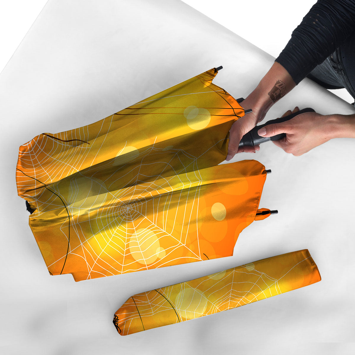 Spider Web Halloween Print Umbrella-grizzshop