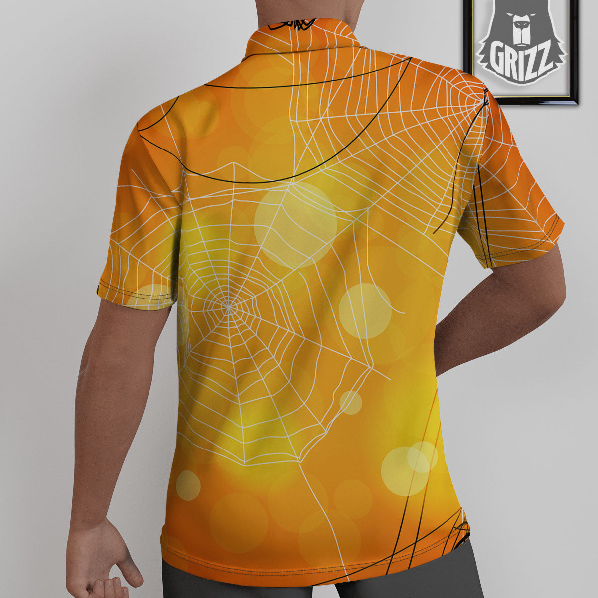 Spider Web Halloween Print Untucked Shirts-grizzshop