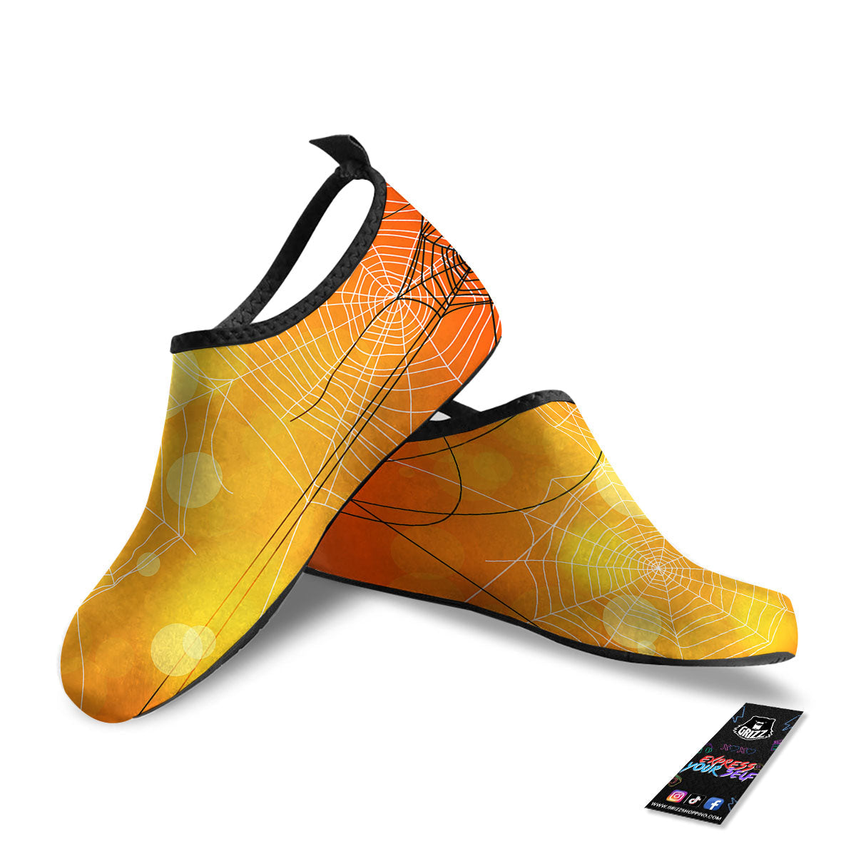 Spider Web Halloween Print Water Shoes-grizzshop