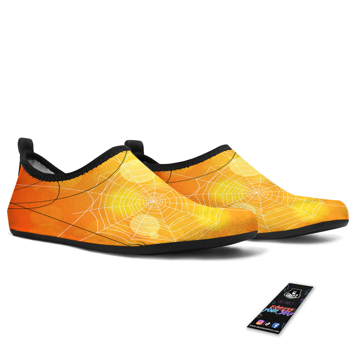 Spider Web Halloween Print Water Shoes-grizzshop