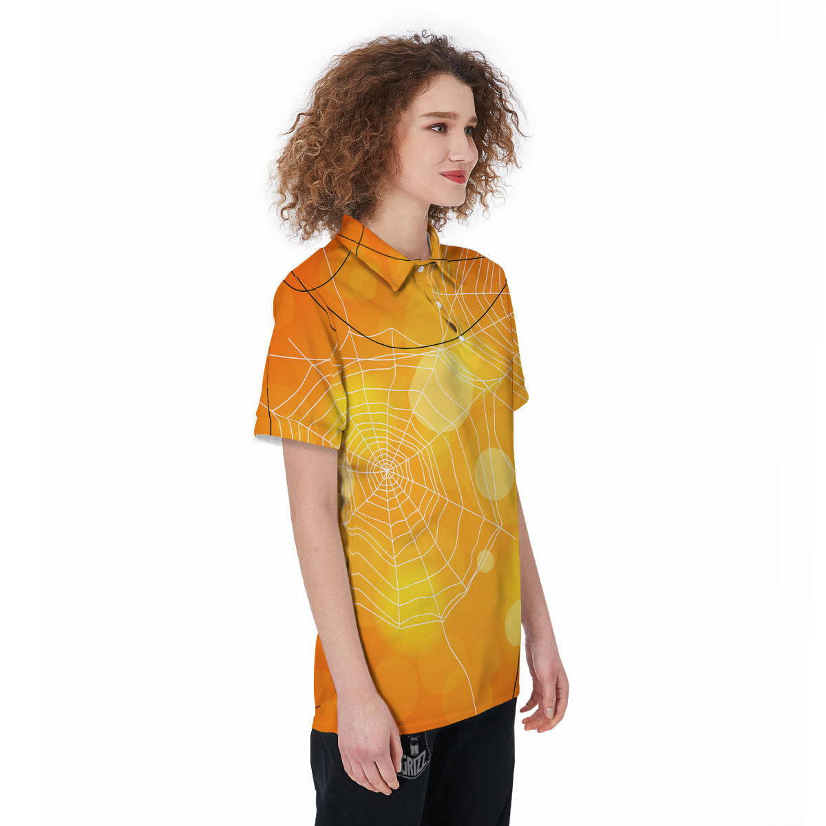 Spider Web Halloween Print Women's Golf Shirts-grizzshop