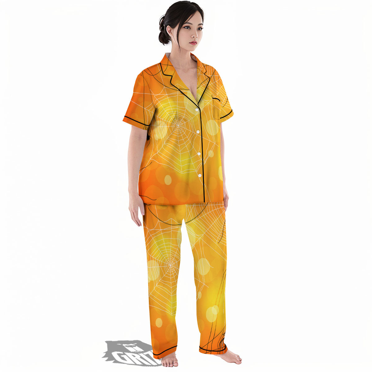 Spider Web Halloween Print Women's Pajamas Set-grizzshop