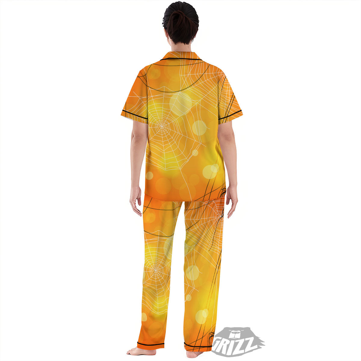 Spider Web Halloween Print Women's Pajamas Set-grizzshop