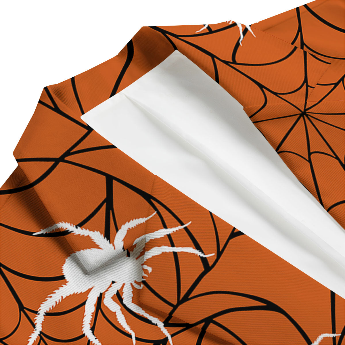 Spider Web Orange And Black Print Men's Blazer-grizzshop