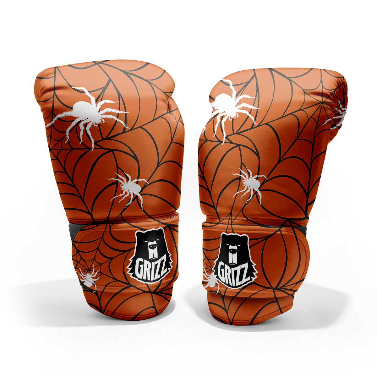 Spider Web Orange And Black Print Pro Boxing Glove