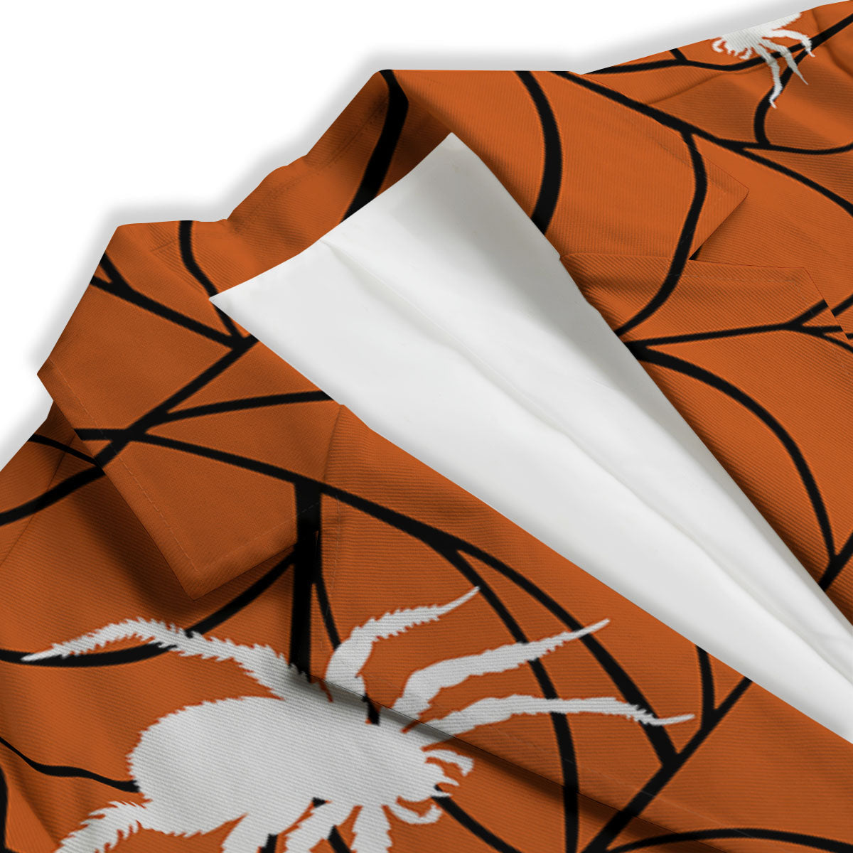 Spider Web Orange And Black Print Women's Blazer-grizzshop