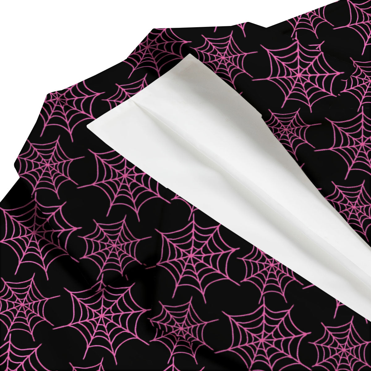 Spider Web Pink And Black Print Pattern Men's Blazer-grizzshop