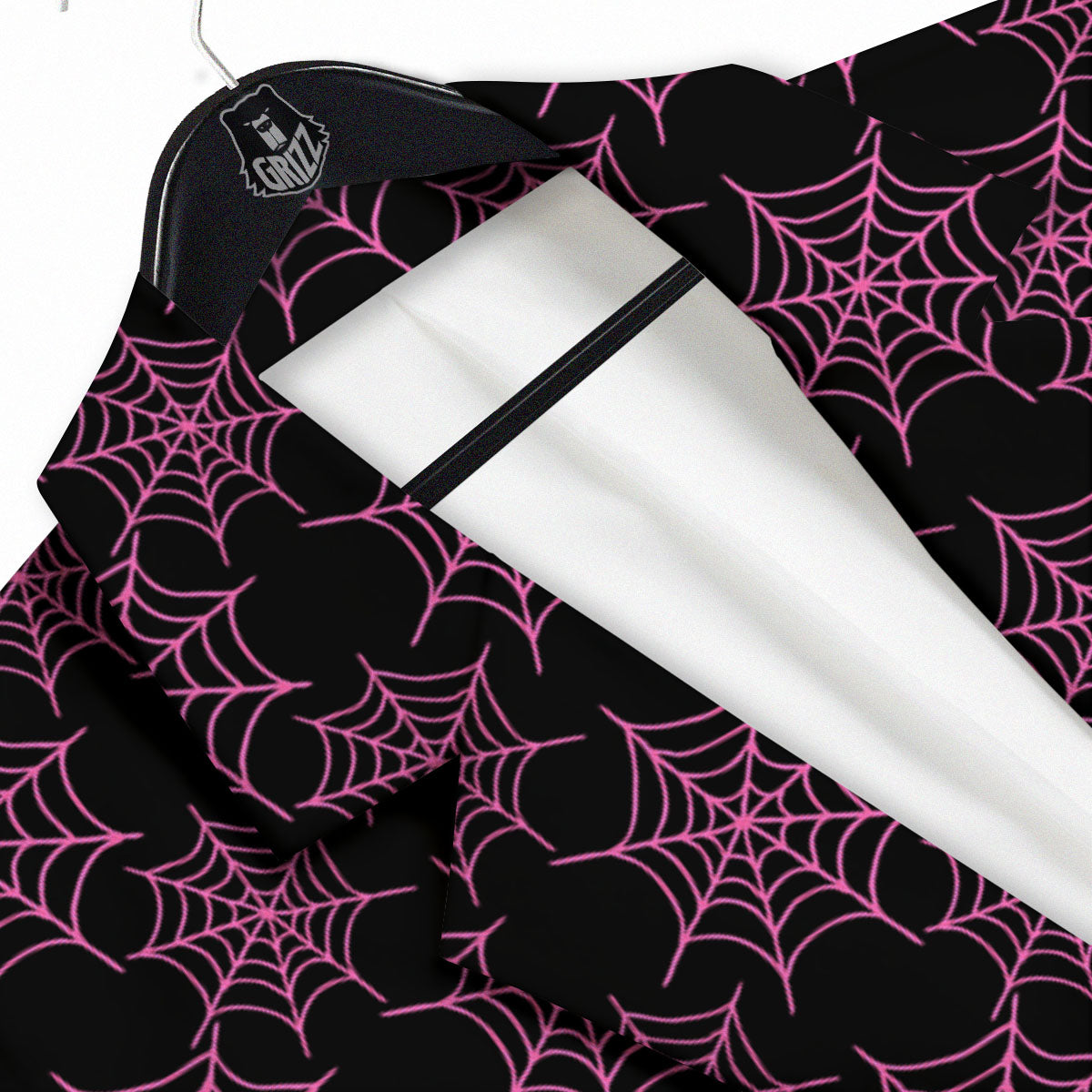 Spider Web Pink And Black Print Pattern Men's Sport Coat-grizzshop