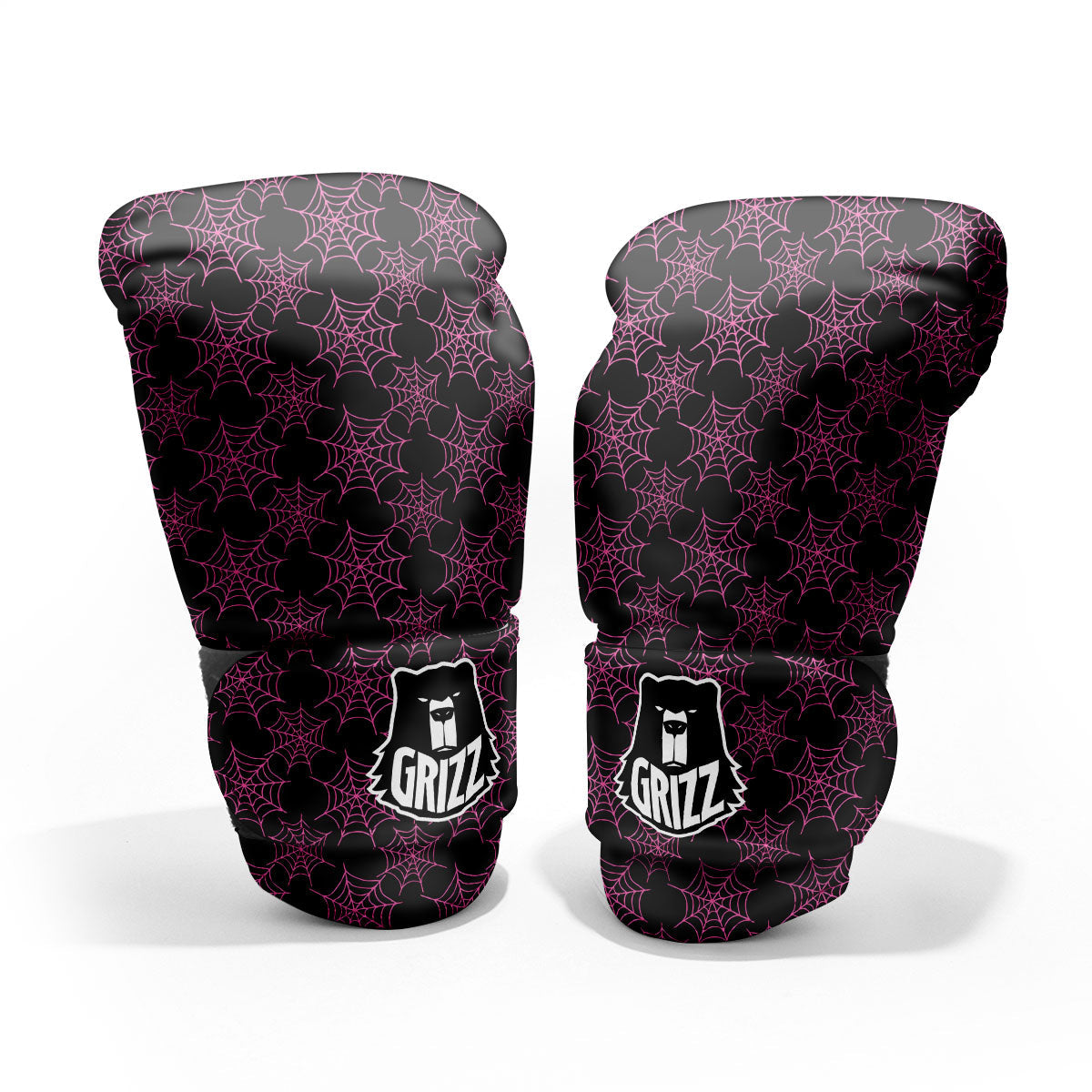 Spider Web Pink And Black Print Pattern Pro Boxing Glove