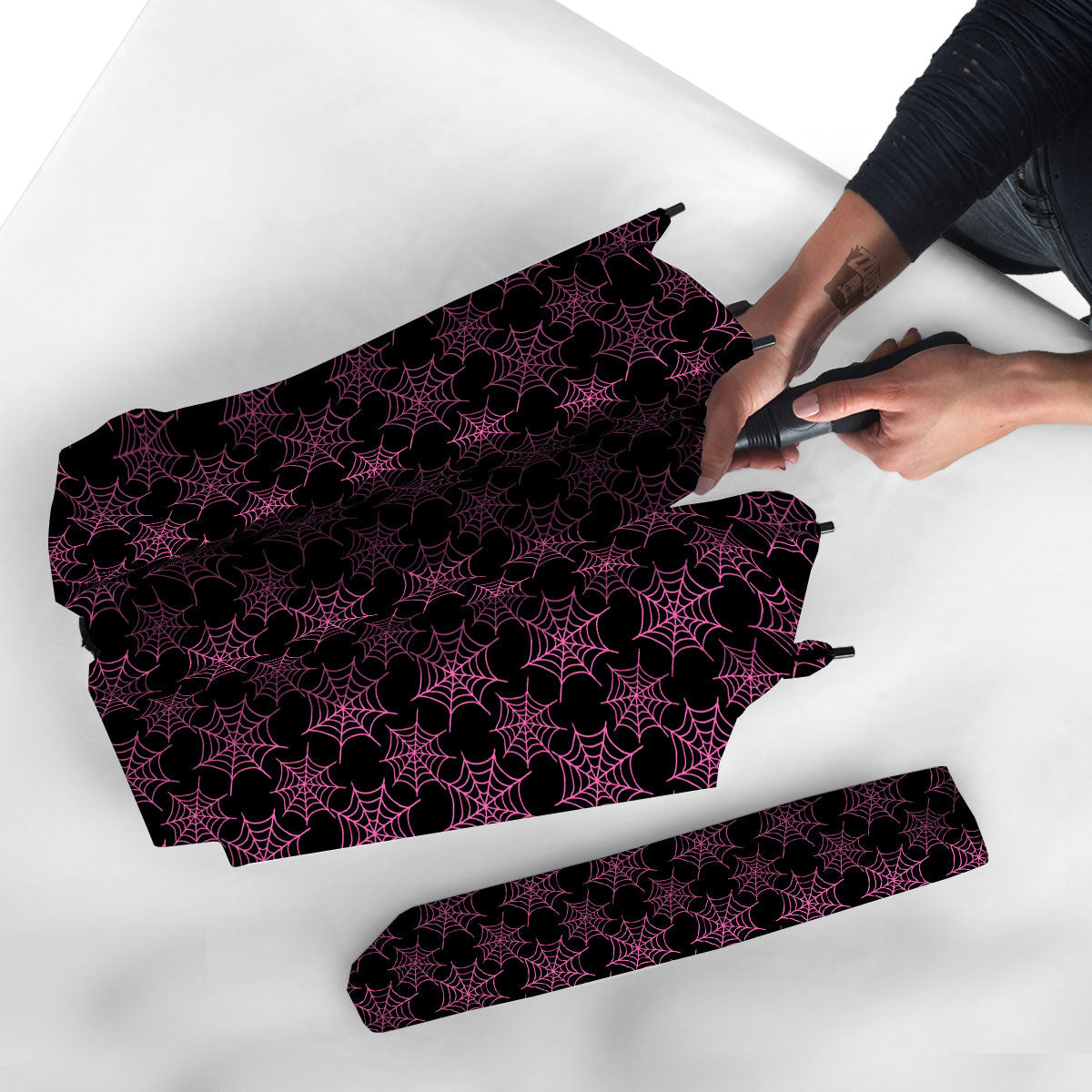 Spider Web Pink And Black Print Pattern Umbrella-grizzshop