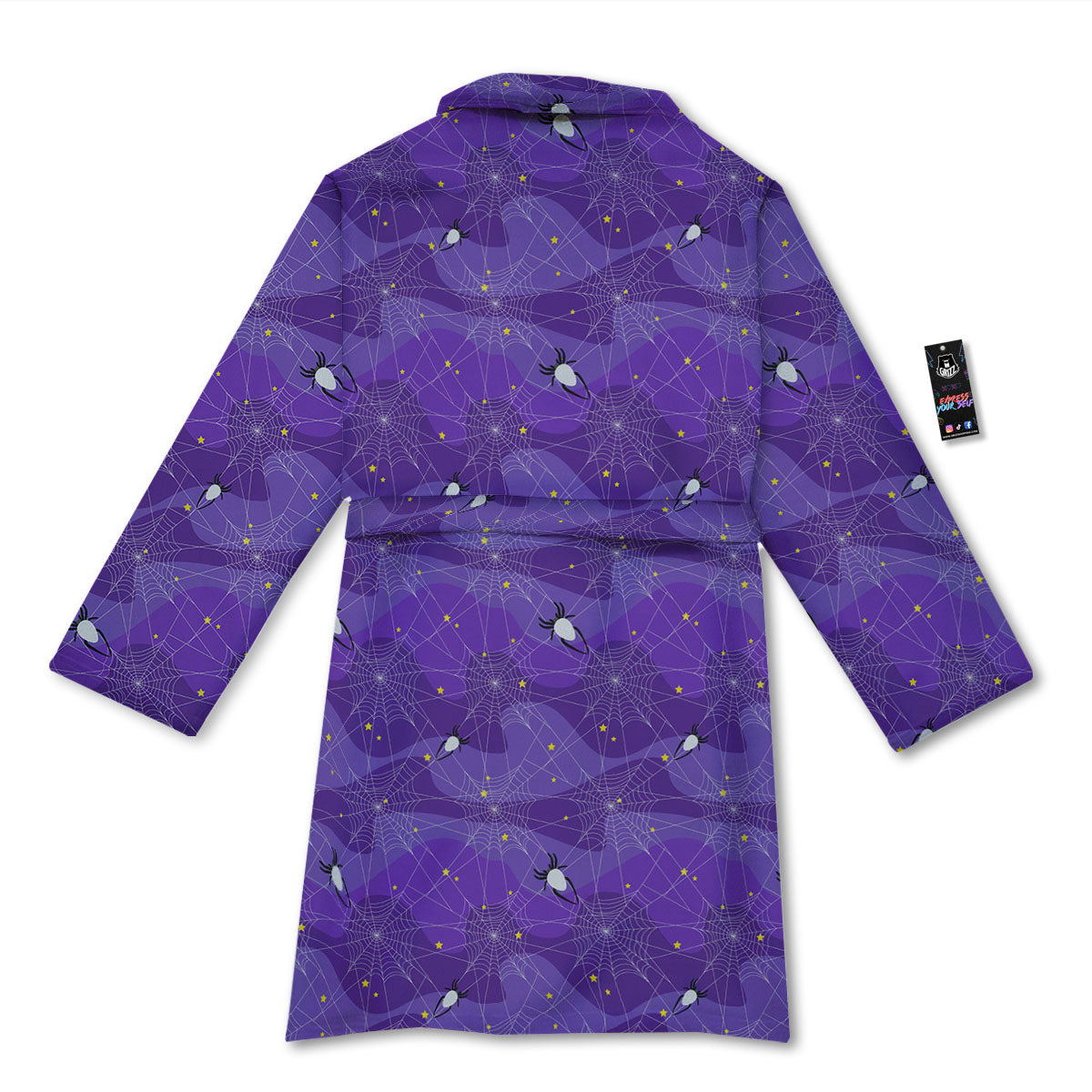 Spider Web Purple Print Pattern Bathrobe-grizzshop