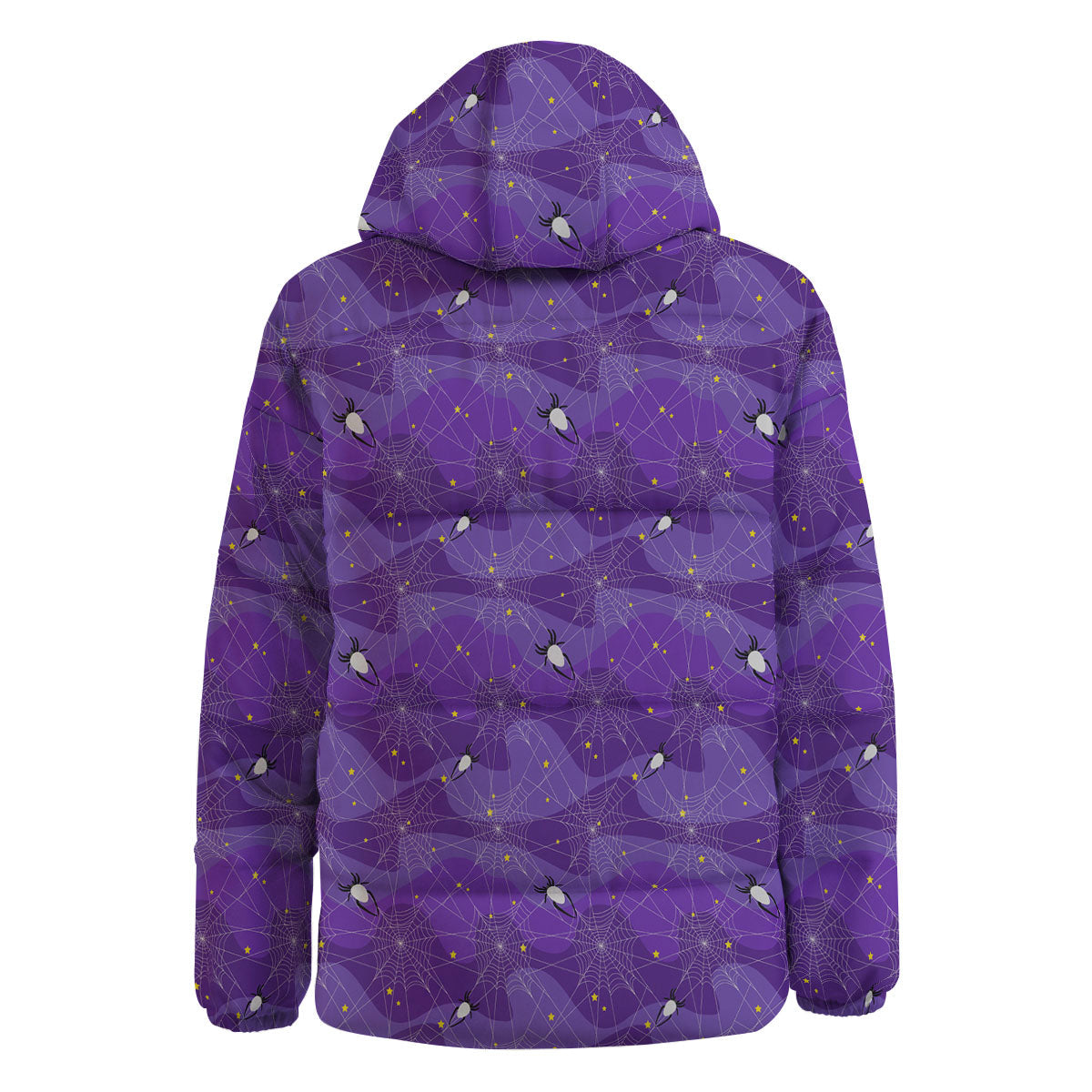 Spider Web Purple Print Pattern Down Jacket-grizzshop