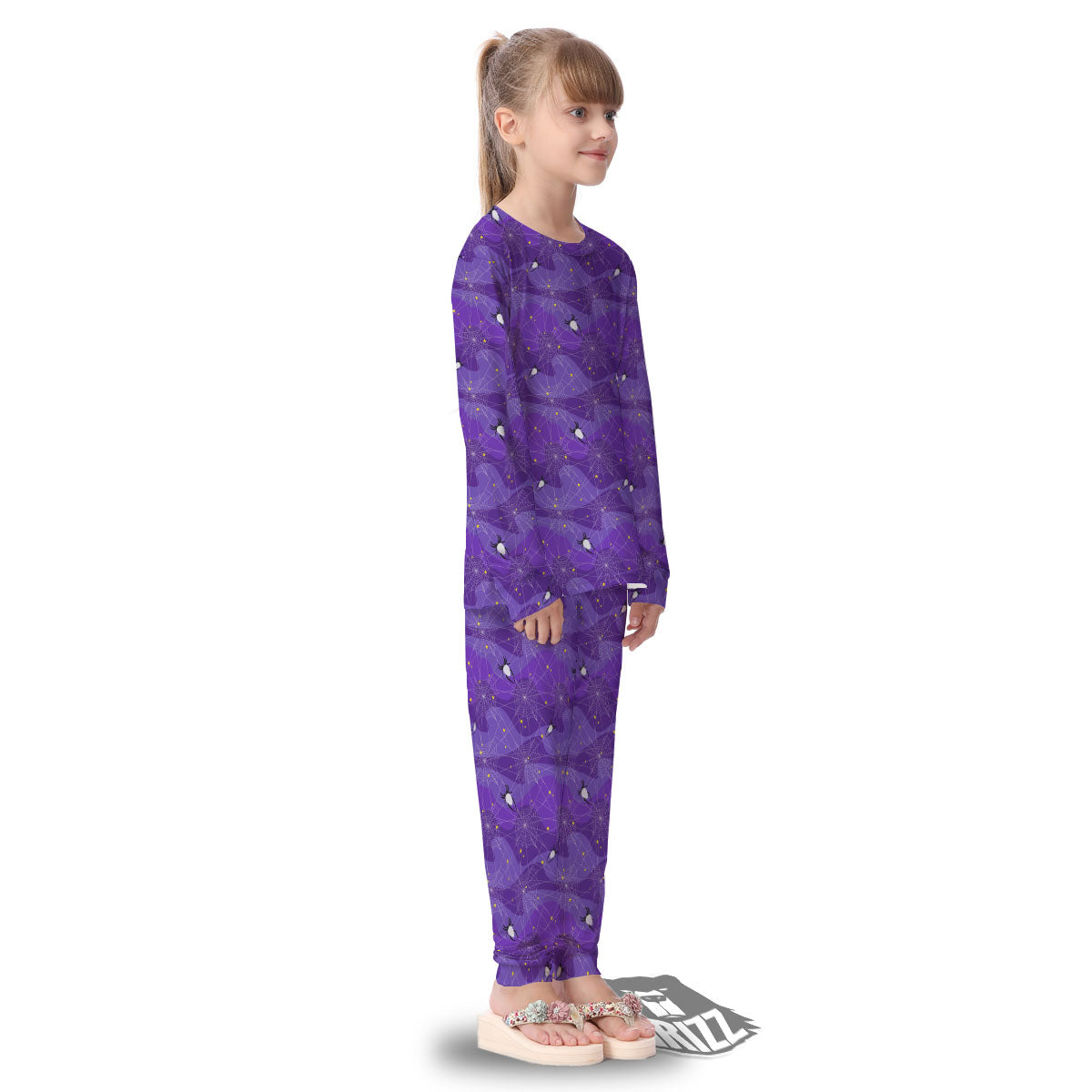 Spider Web Purple Print Pattern Kid's Pajamas-grizzshop