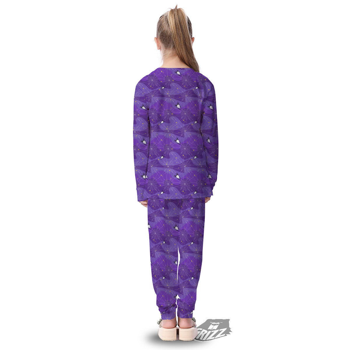 Spider Web Purple Print Pattern Kid's Pajamas-grizzshop