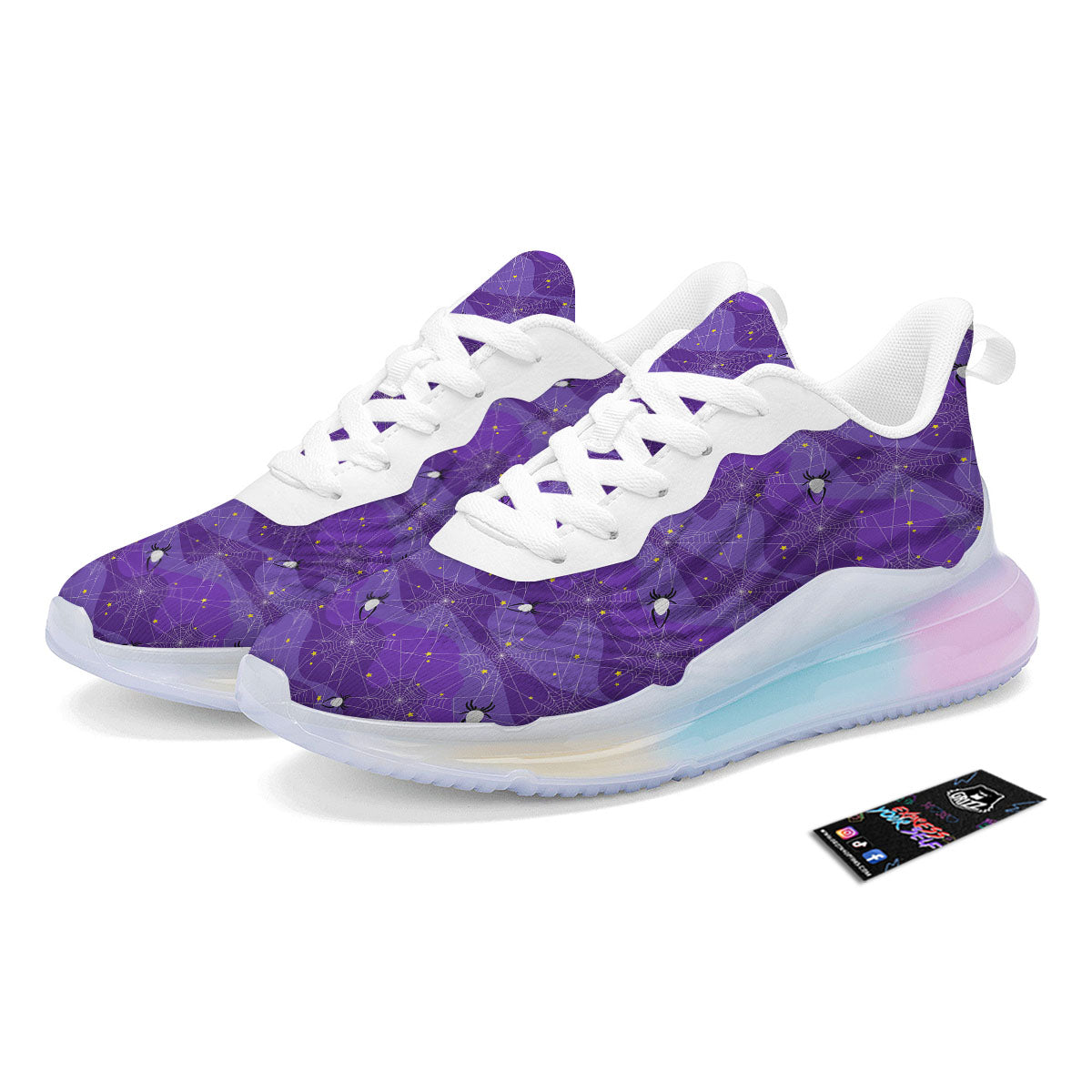 Spider Web Purple Print Pattern Running Sneakers-grizzshop