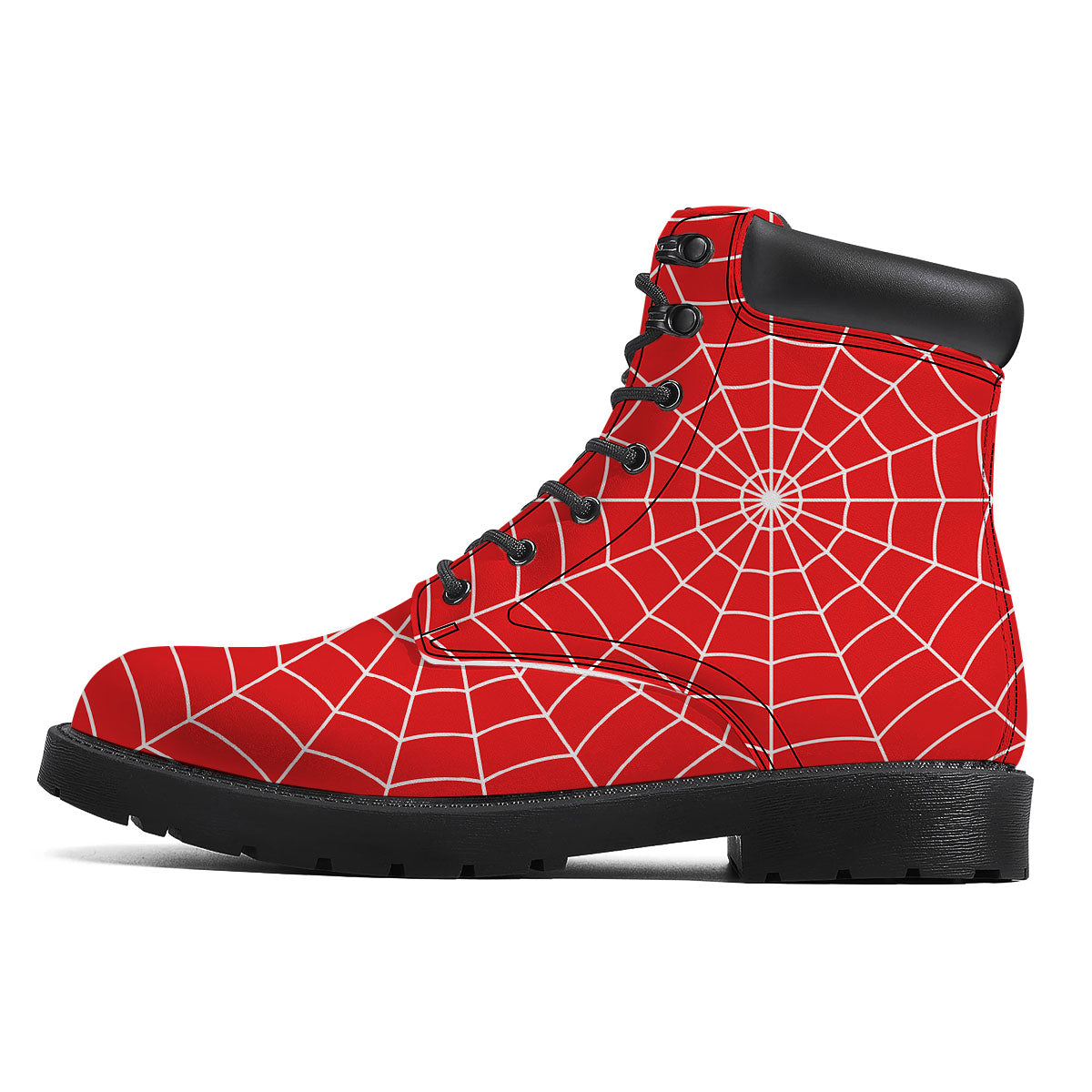 Spider Web Red Print Boots-grizzshop