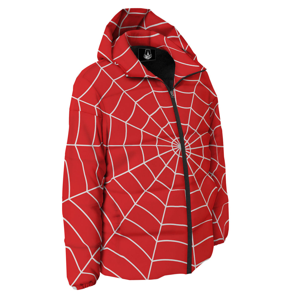 Spider Web Red Print Down Jacket-grizzshop
