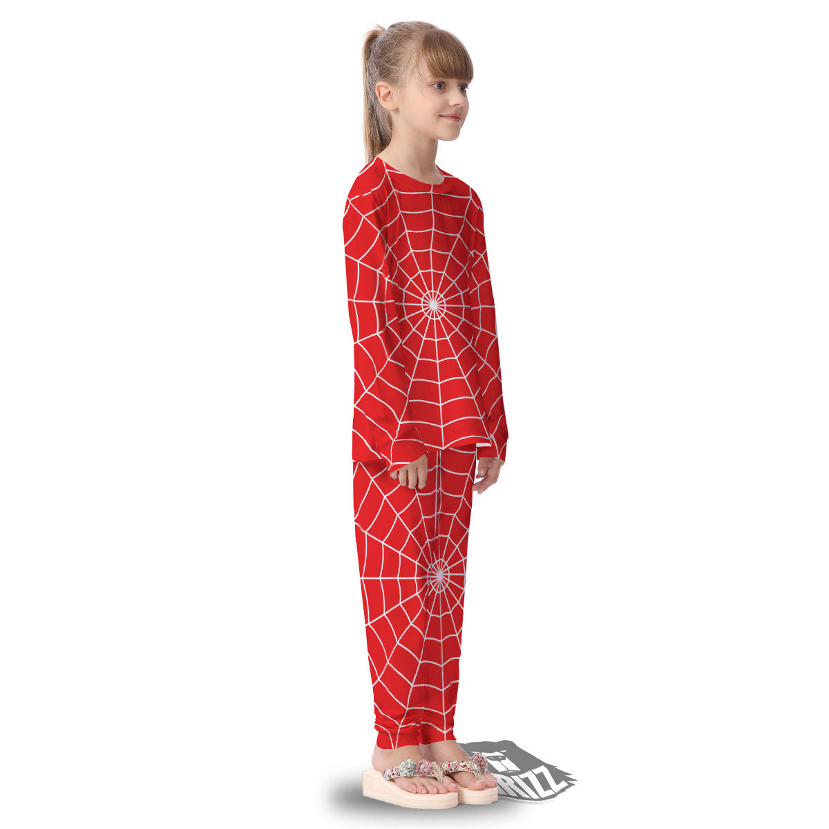 Spider Web Red Print Kid's Pajamas-grizzshop