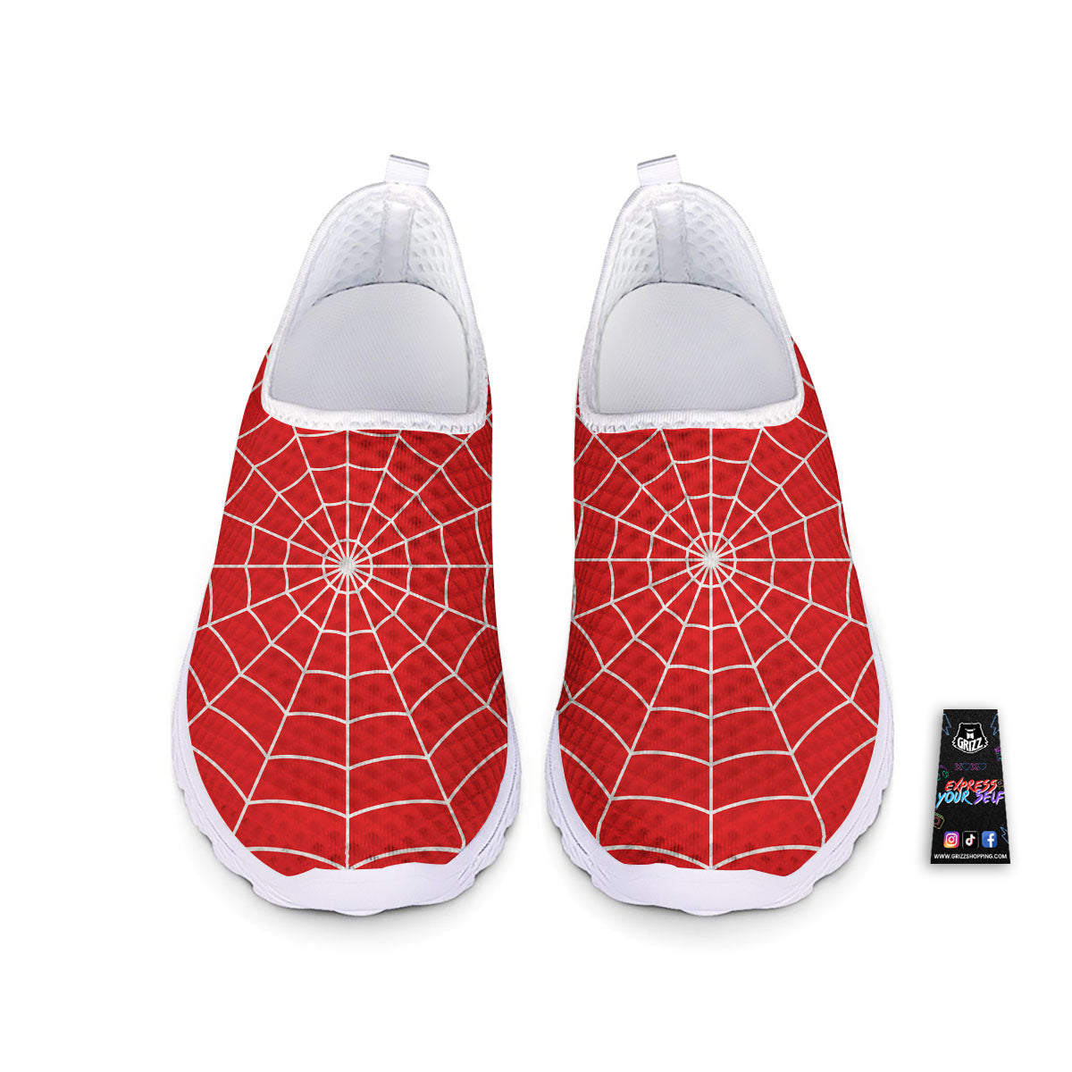 Spider Web Red Print Nurse Shoes-grizzshop