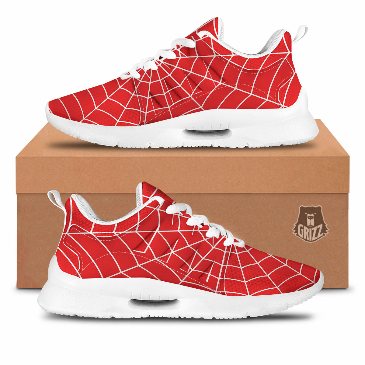 Spider Web Red Print Tennis Shoes-grizzshop