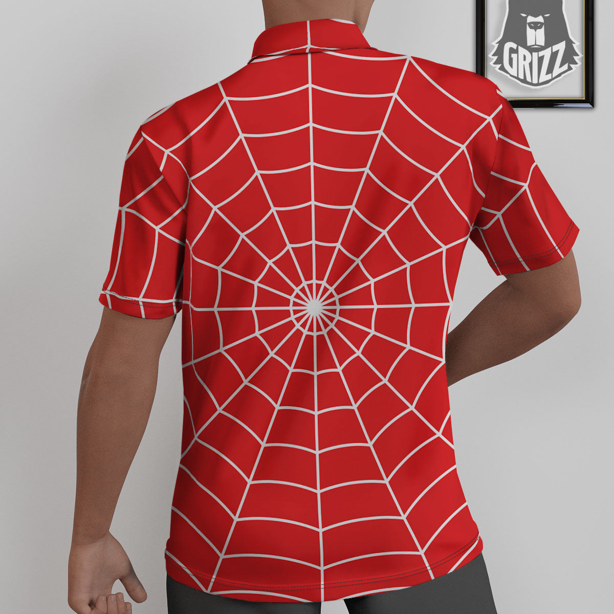 Spider Web Red Print Untucked Shirts-grizzshop