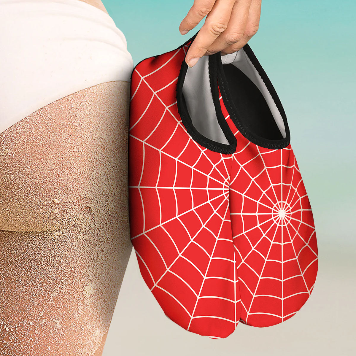 Spider Web Red Print Water Shoes-grizzshop