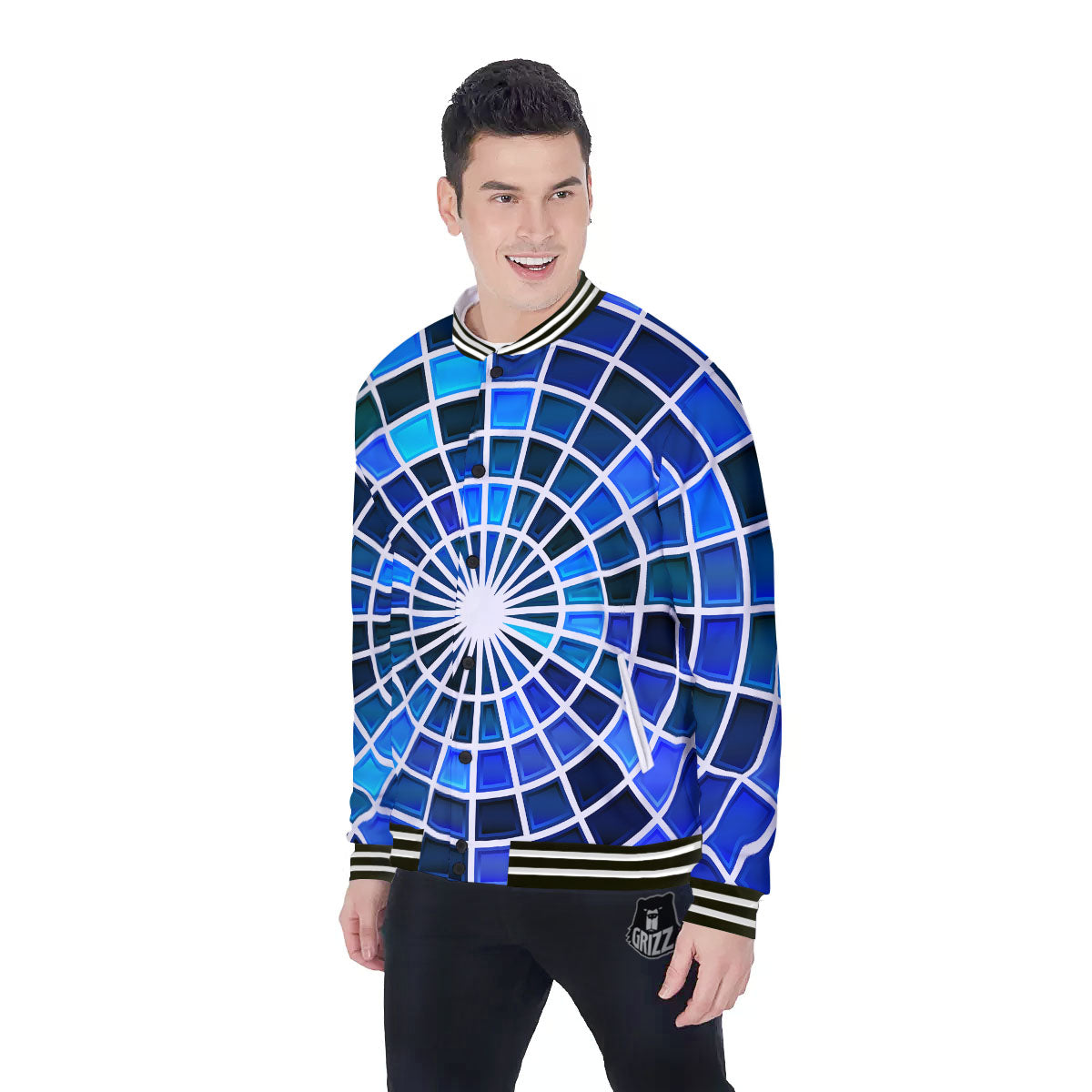 Spider Web Stained Mosaic Print Baseball Jacket-grizzshop