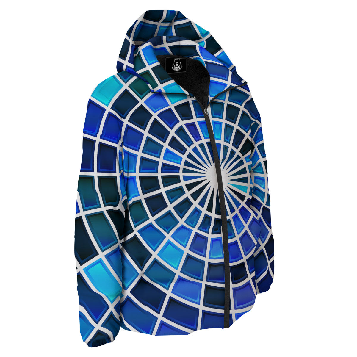 Spider Web Stained Mosaic Print Down Jacket-grizzshop